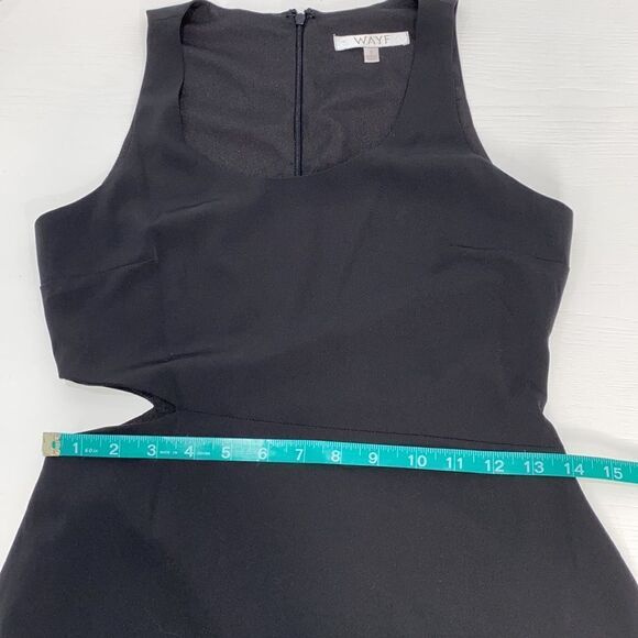 WAYF Arabella Black Side Cutout Sleeveless Scoop Neck With Side Slit Dress - Picture 12 of 16